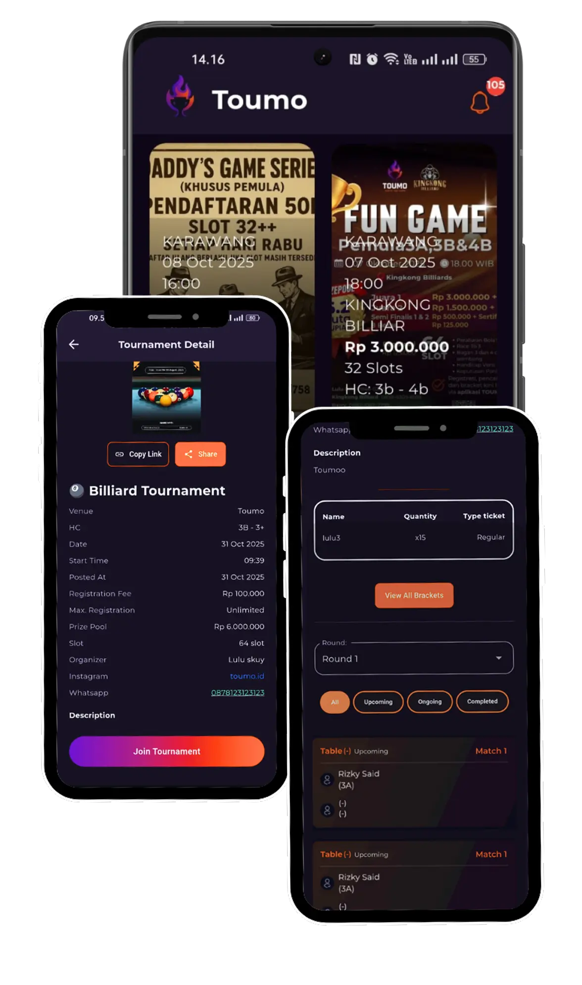 Toumo mobile screens